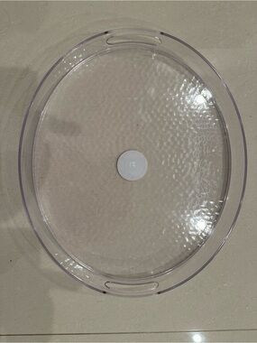 Clear Oval Serving Tray with Cutout Handles - Transparent